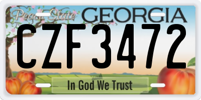 GA license plate CZF3472