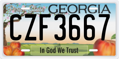 GA license plate CZF3667