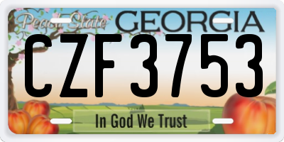 GA license plate CZF3753