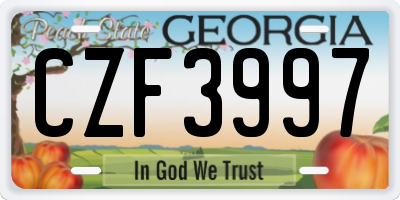 GA license plate CZF3997