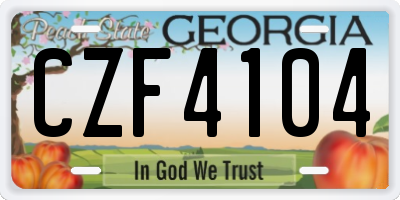 GA license plate CZF4104