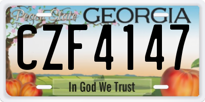 GA license plate CZF4147
