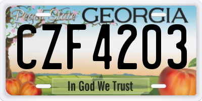 GA license plate CZF4203