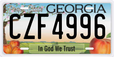 GA license plate CZF4996