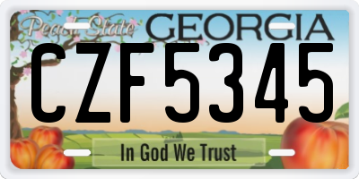 GA license plate CZF5345