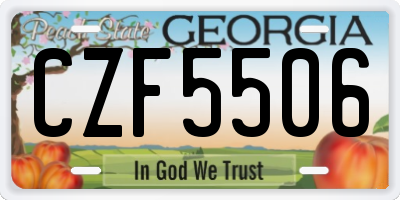 GA license plate CZF5506