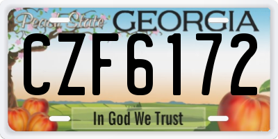 GA license plate CZF6172