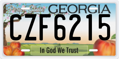 GA license plate CZF6215