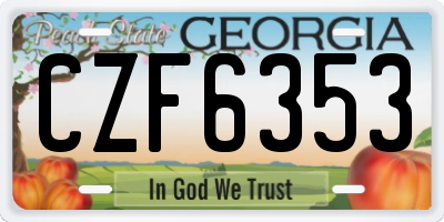 GA license plate CZF6353