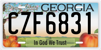 GA license plate CZF6831