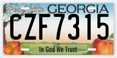 GA license plate CZF7315