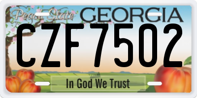 GA license plate CZF7502