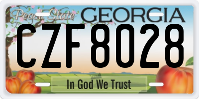 GA license plate CZF8028