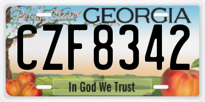 GA license plate CZF8342