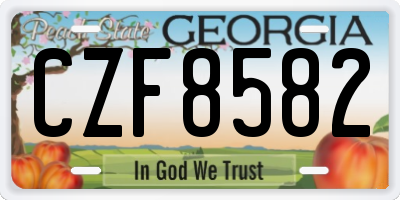 GA license plate CZF8582