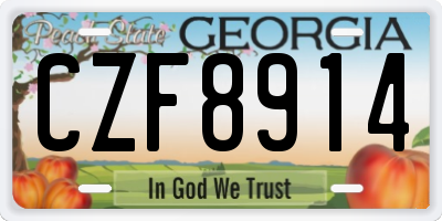 GA license plate CZF8914