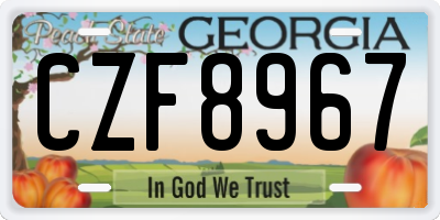 GA license plate CZF8967
