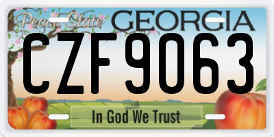 GA license plate CZF9063