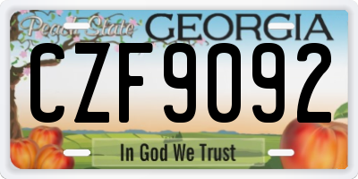 GA license plate CZF9092