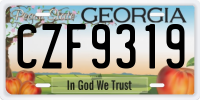 GA license plate CZF9319