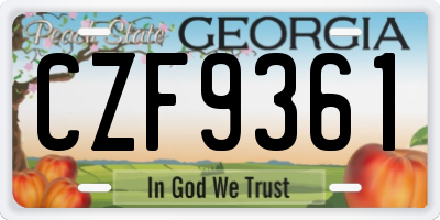 GA license plate CZF9361