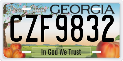 GA license plate CZF9832