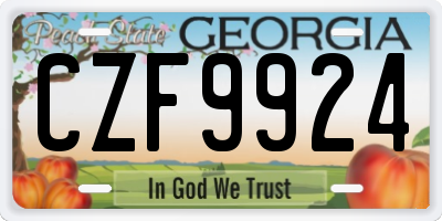GA license plate CZF9924