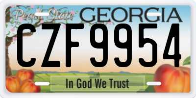 GA license plate CZF9954