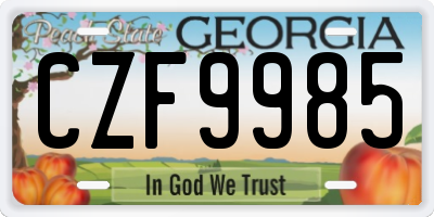 GA license plate CZF9985
