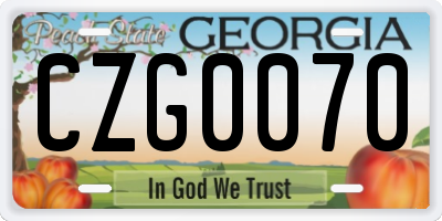 GA license plate CZG0070