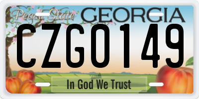 GA license plate CZG0149