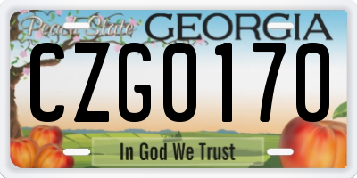 GA license plate CZG0170