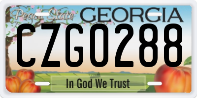 GA license plate CZG0288