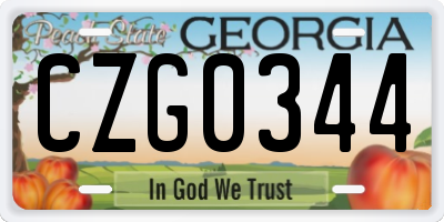 GA license plate CZG0344