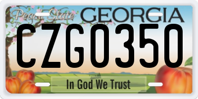 GA license plate CZG0350