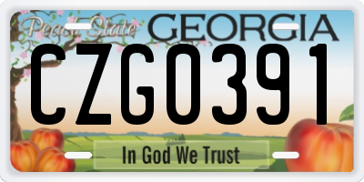 GA license plate CZG0391