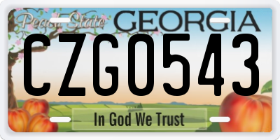 GA license plate CZG0543