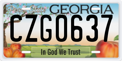 GA license plate CZG0637