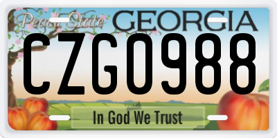 GA license plate CZG0988