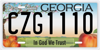 GA license plate CZG1110