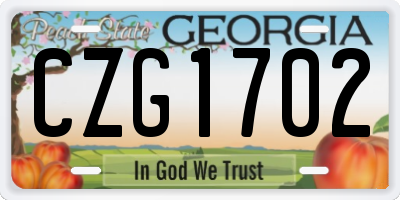 GA license plate CZG1702
