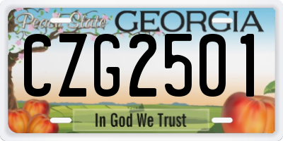 GA license plate CZG2501