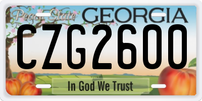 GA license plate CZG2600