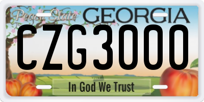 GA license plate CZG3000