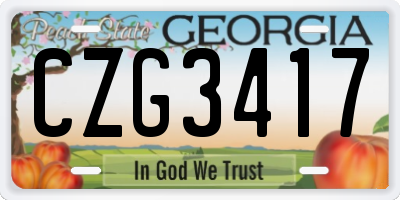 GA license plate CZG3417