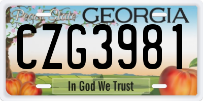 GA license plate CZG3981