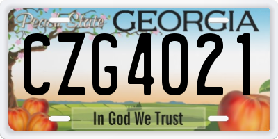 GA license plate CZG4021