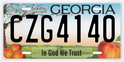 GA license plate CZG4140