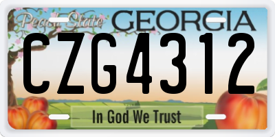 GA license plate CZG4312