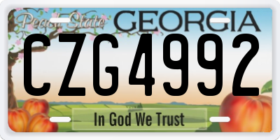 GA license plate CZG4992
